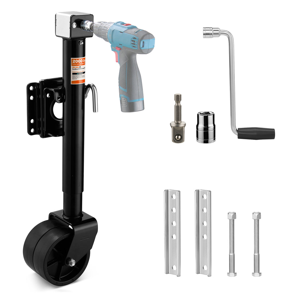 2,000 lbs Trailer Wheel Jack for RV & Boat, Fit 20-24V Cordless Drill