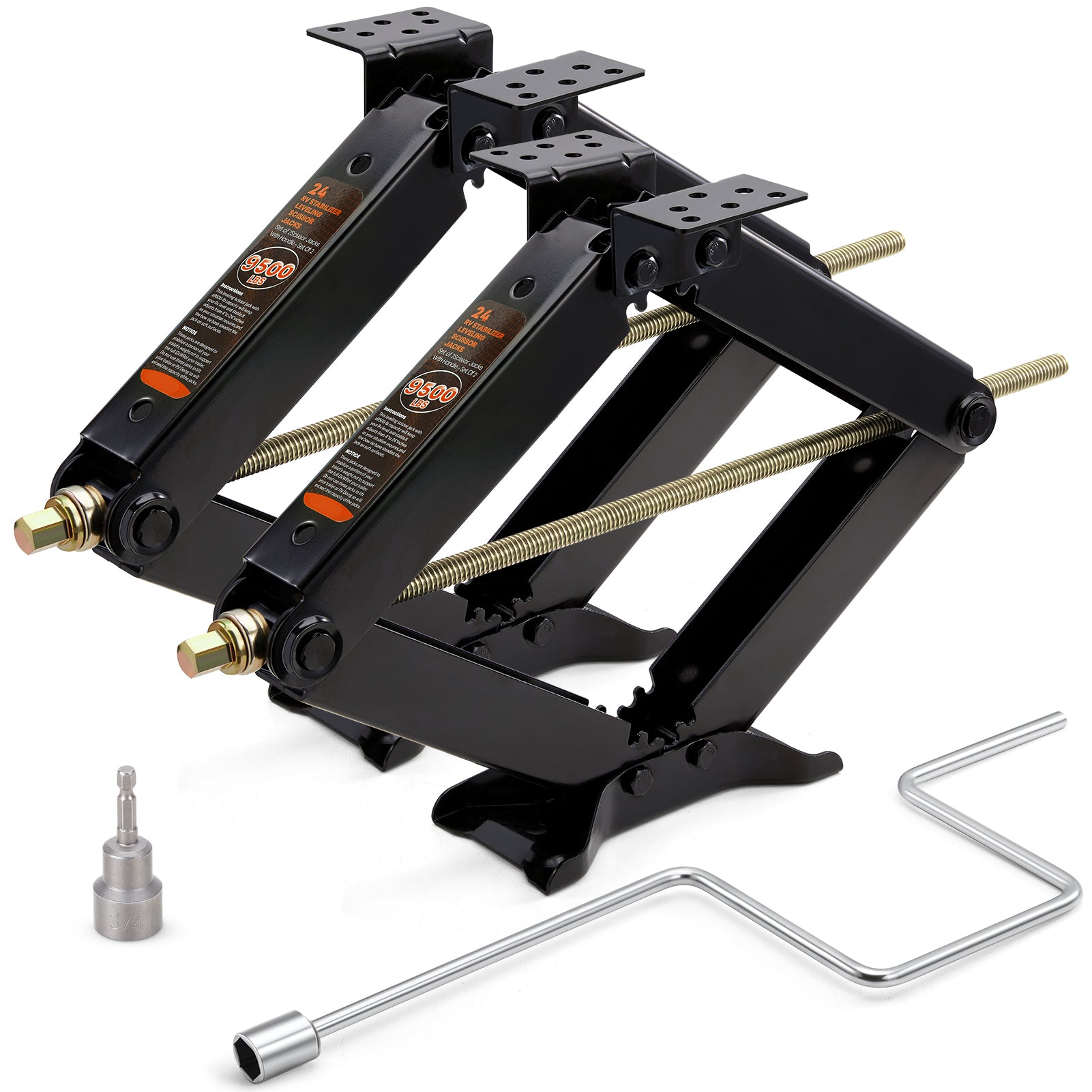 RV Stabilizer Leveling Scissor Jacks, 9500lbs 24 inch