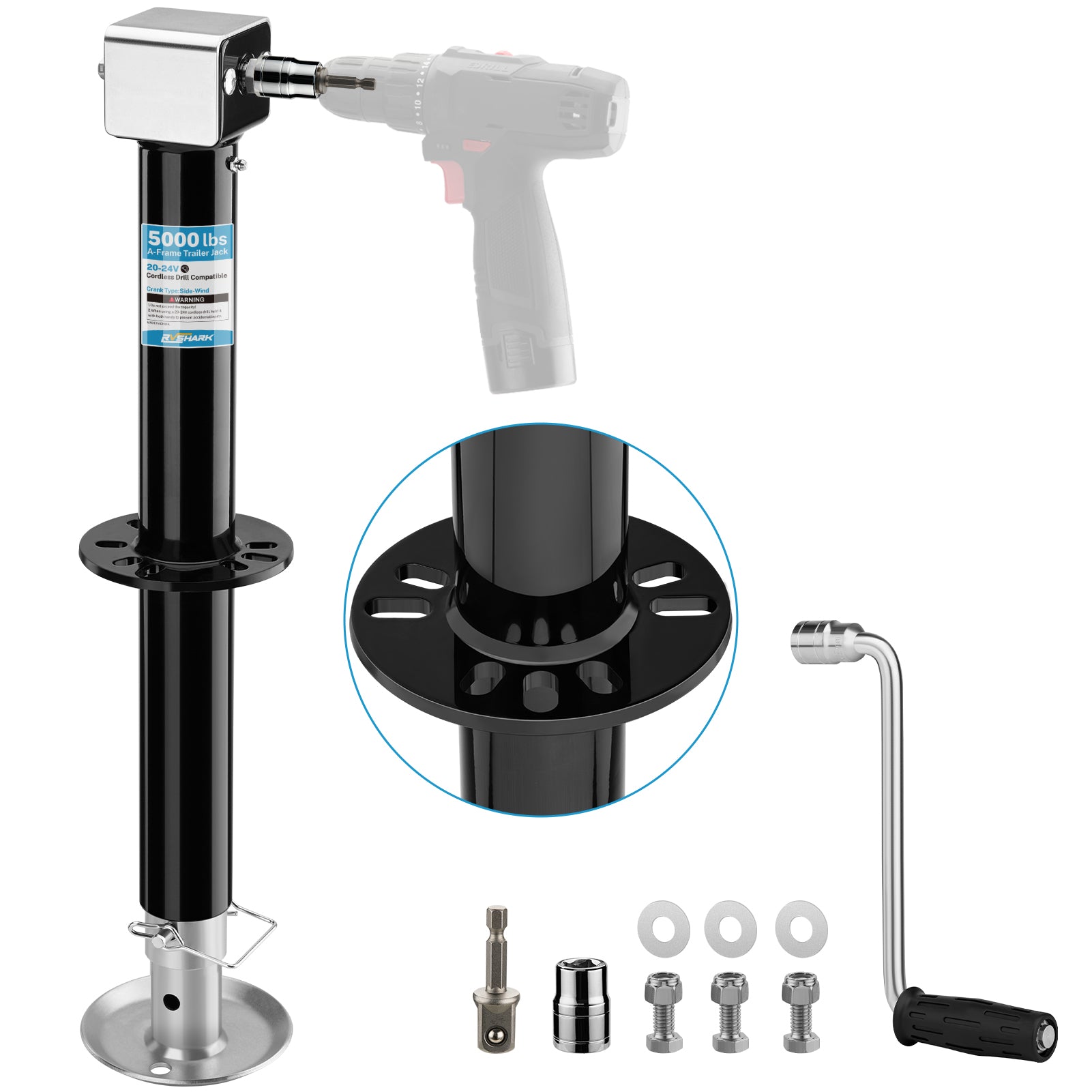A-Frame Trailer Tongue Jack, 5000 lbs