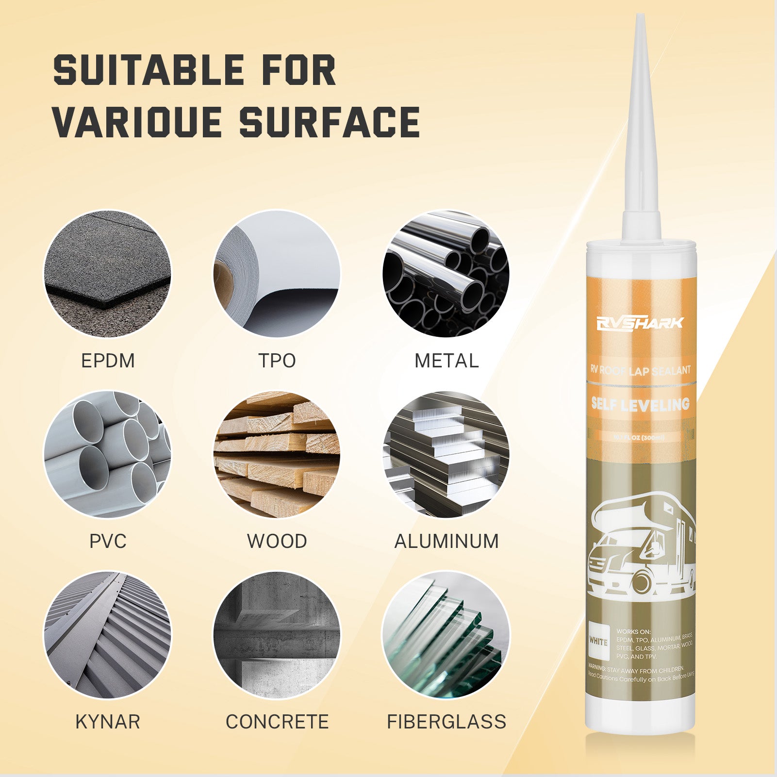 Self-Leveling Lap Sealant - 30s RV Roof Sealant for Windows, Vents & Crack Repair