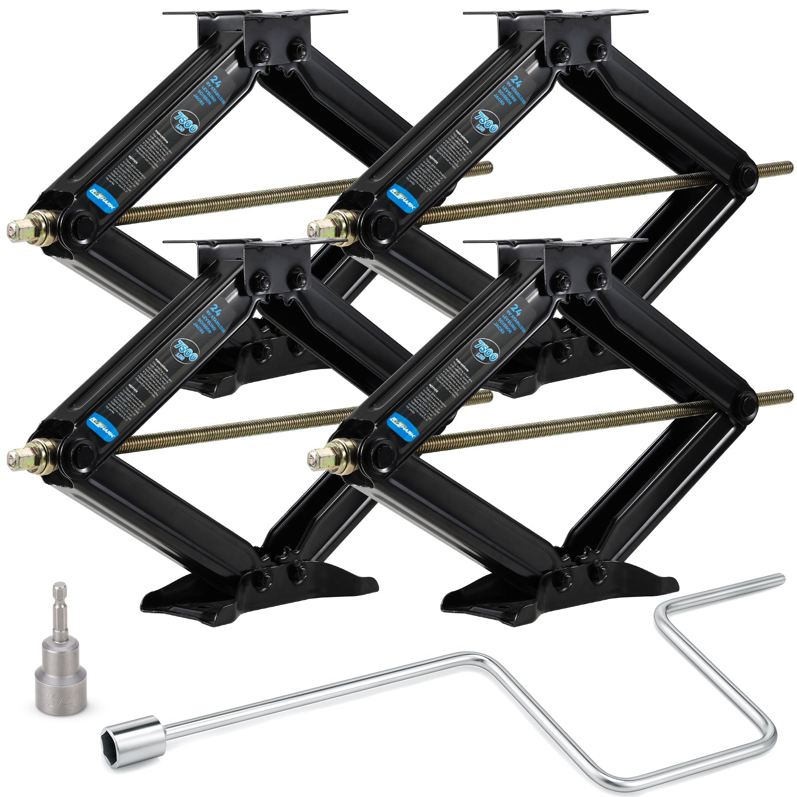 RV Stabilizer Leveling Scissor Jacks, 7500lbs 24 inch