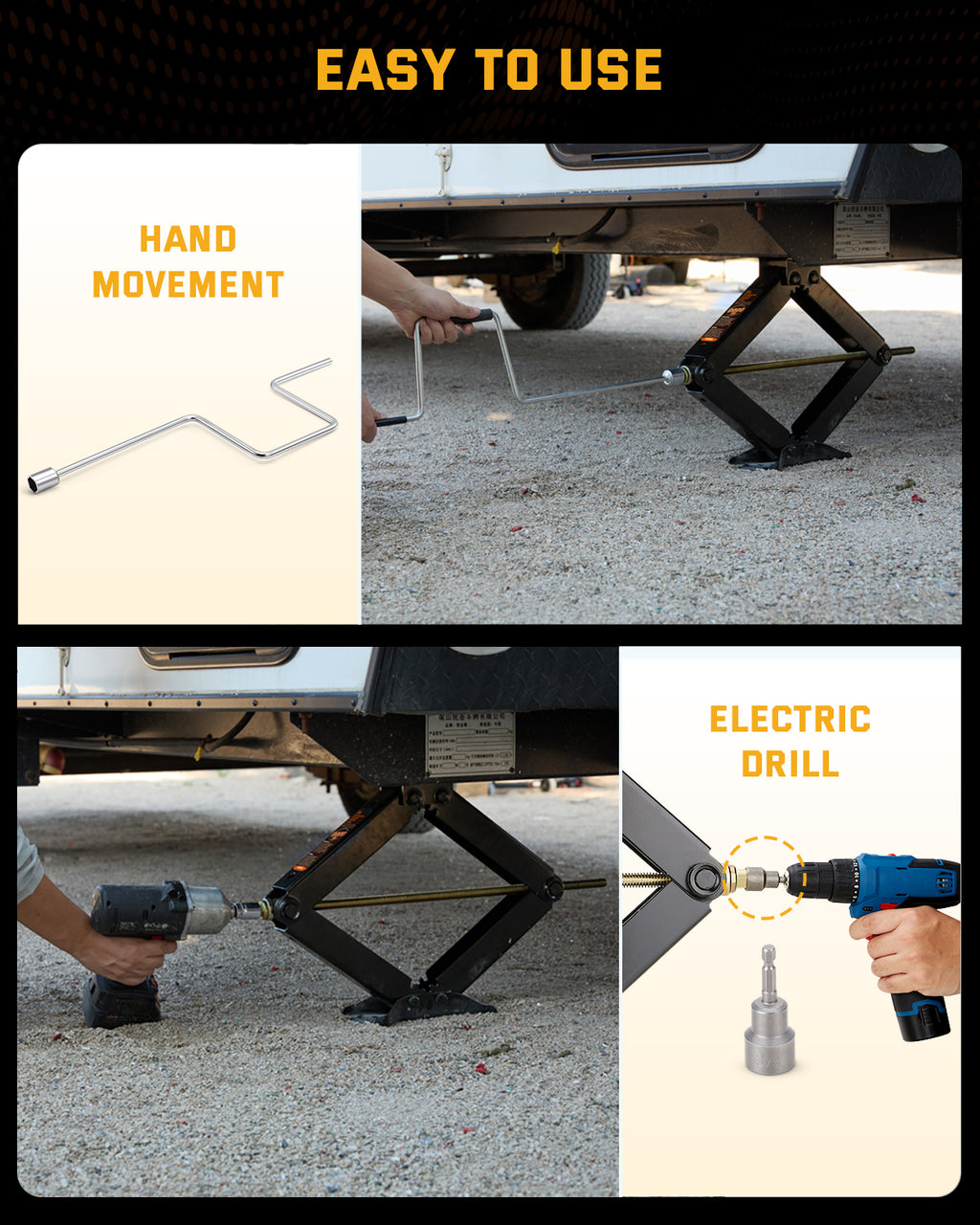 RV Stabilizer Leveling Scissor Jacks, 9500lbs 24 inch