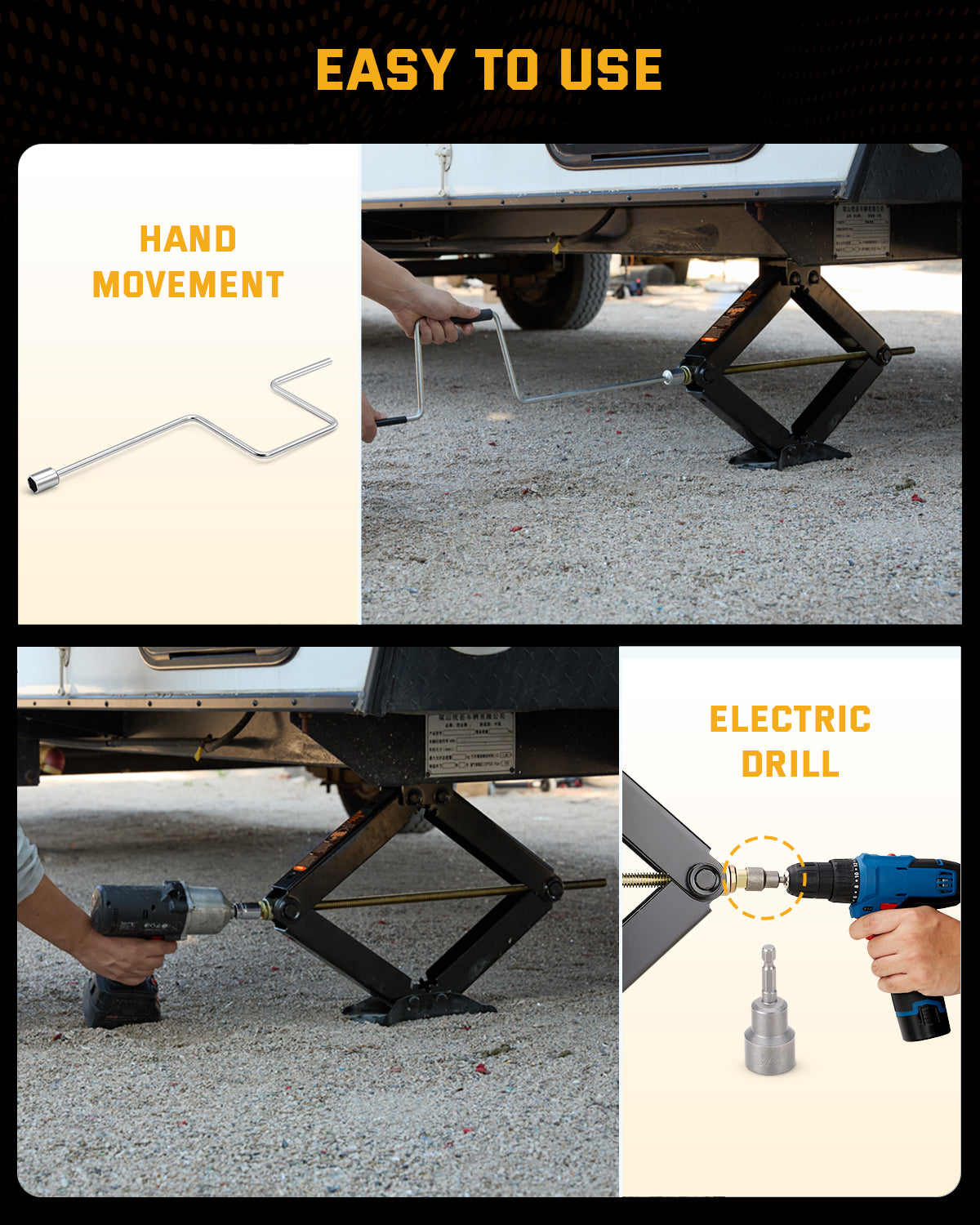 RV Stabilizer Leveling Scissor Jacks, 9500lbs 24 inch