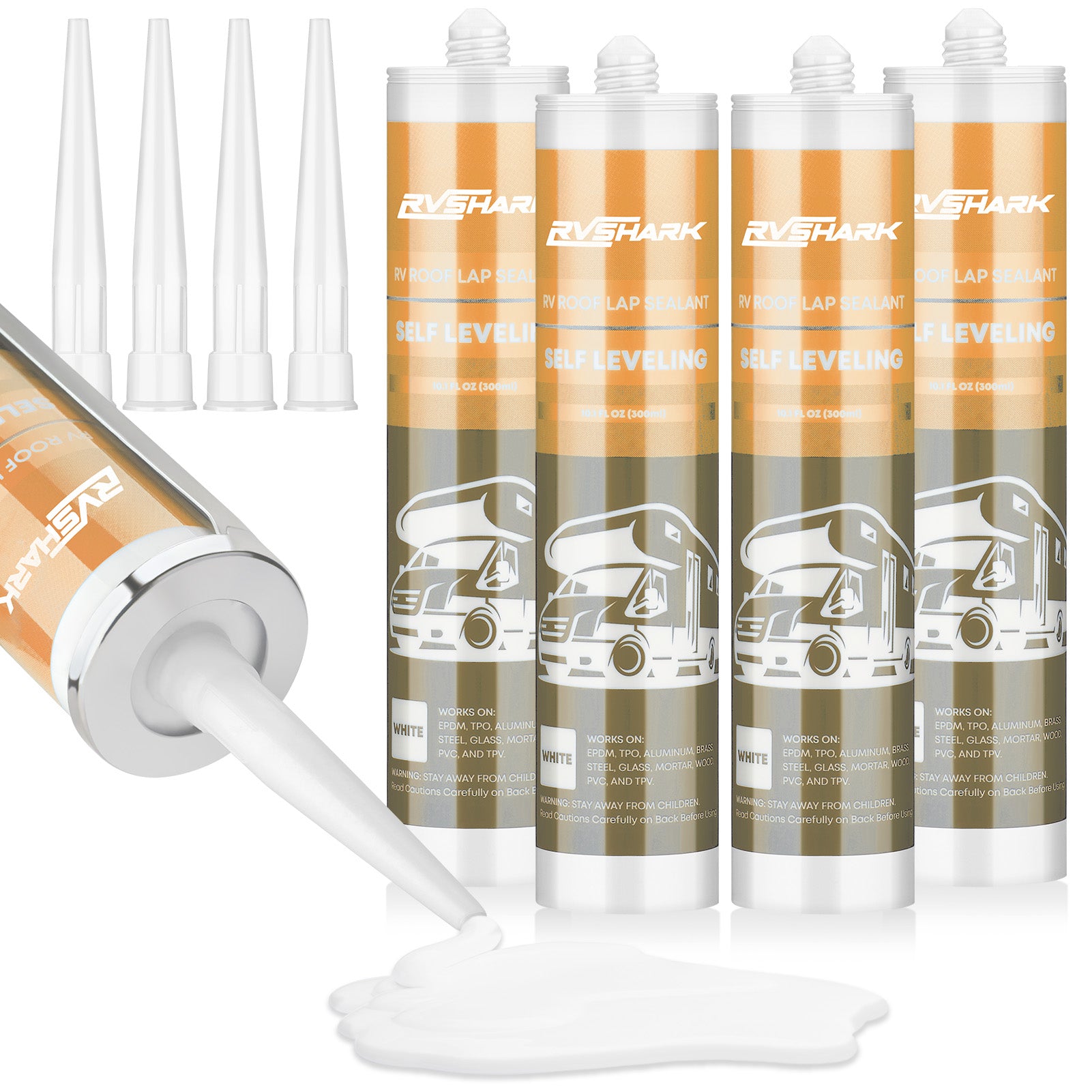 Self-Leveling Lap Sealant - 30s RV Roof Sealant for Windows, Vents & Crack Repair