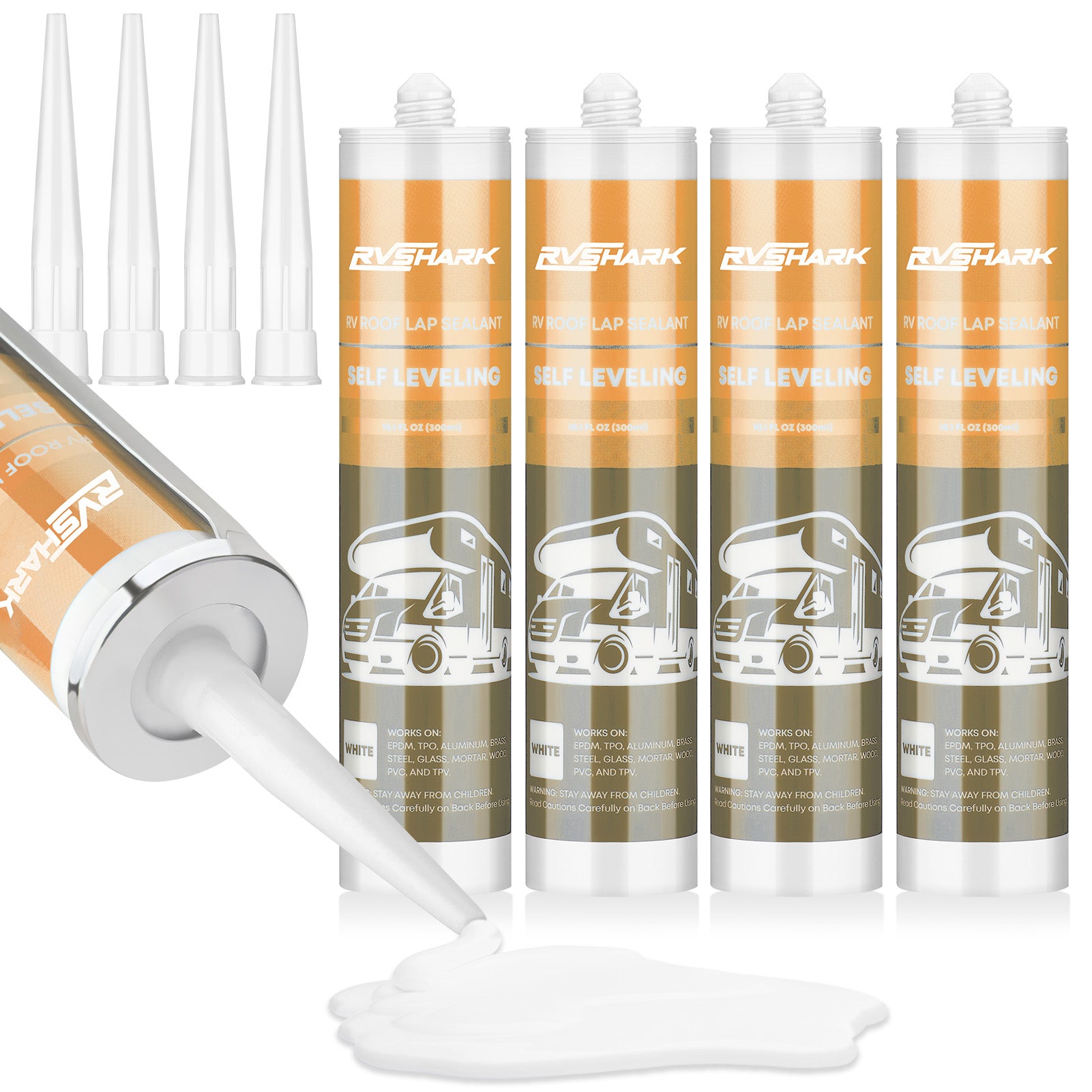 Self-Leveling Lap Sealant - 30s RV Roof Sealant for Windows, Vents & Crack Repair