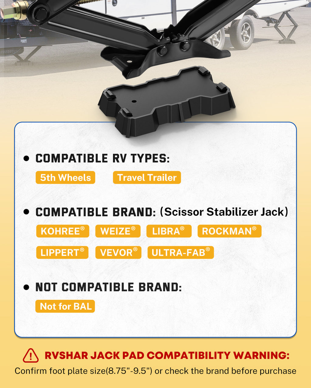 RV Stabilizer Jack Pad 15,000 lbs, 9.9 x 5.5 in