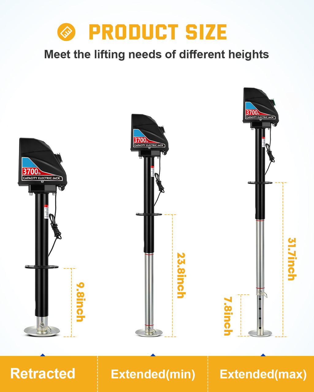 12V Electric Trailer Jack 4000lbs