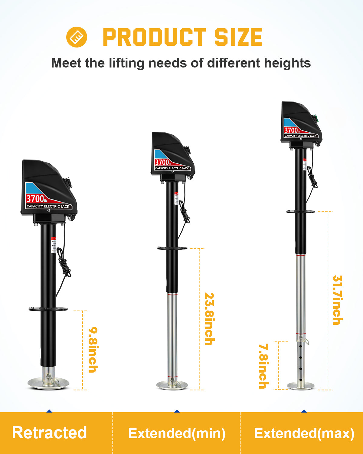 12V Electric Trailer Jack 4000lbs