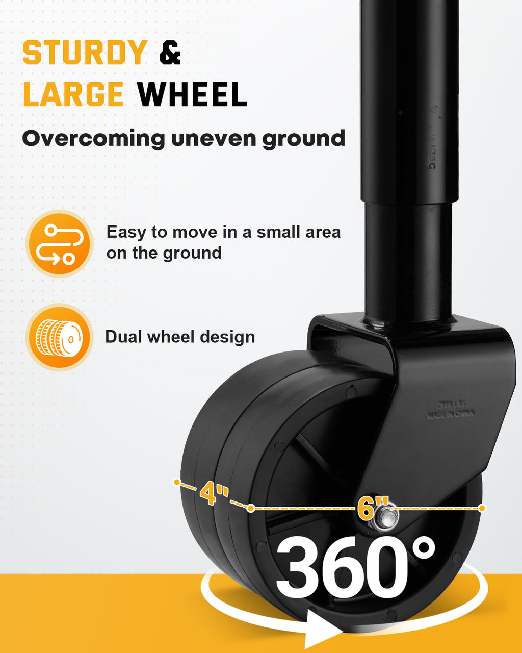 2,000 lbs Trailer Wheel Jack for RV & Boat, Fit 20-24V Cordless Drill