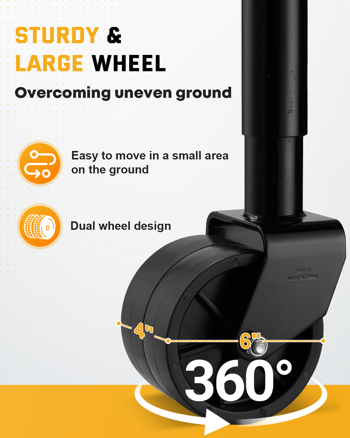 2,000 lbs Trailer Wheel Jack for RV & Boat, Fit 20-24V Cordless Drill