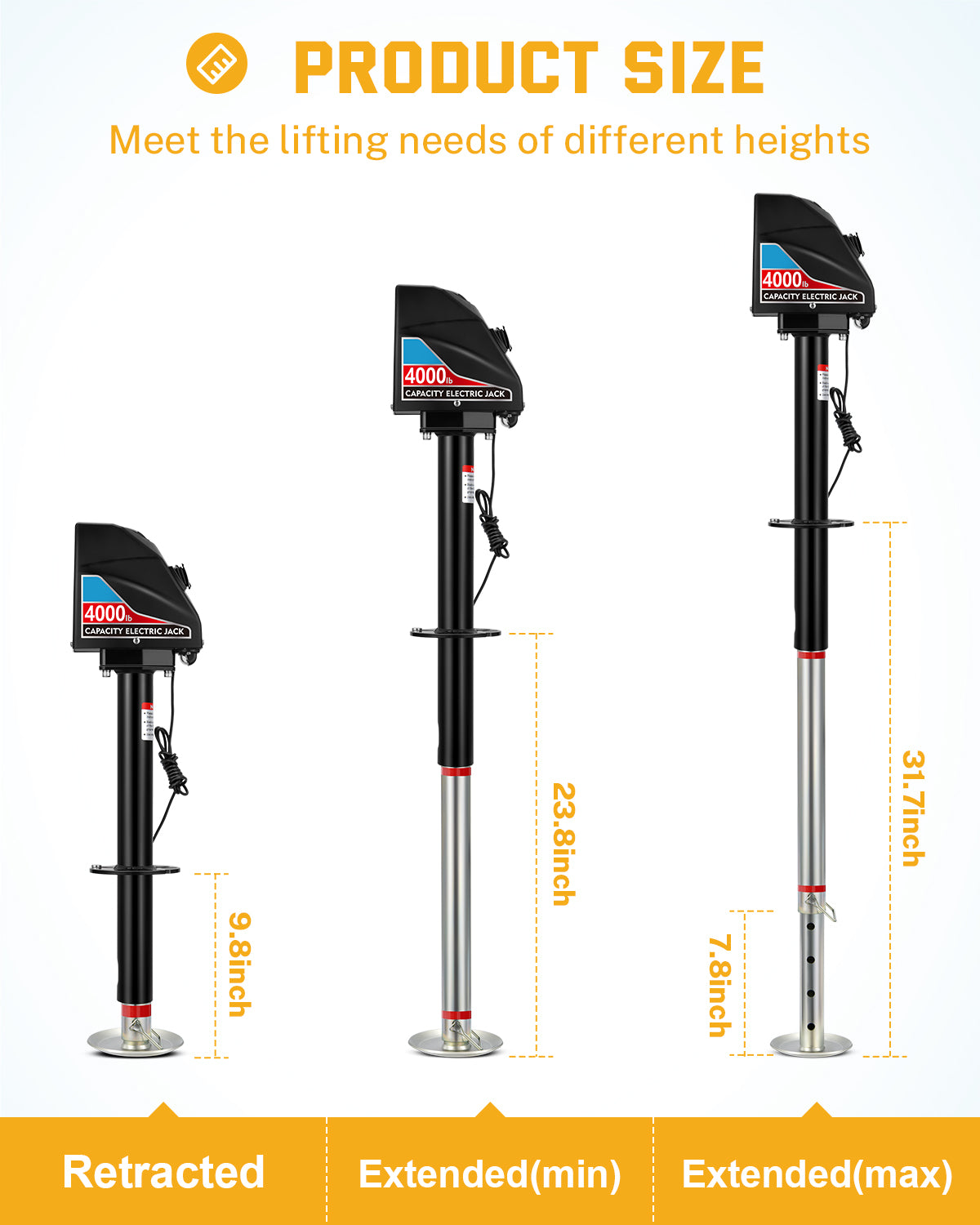 Electric Trailer Jack 4000lbs