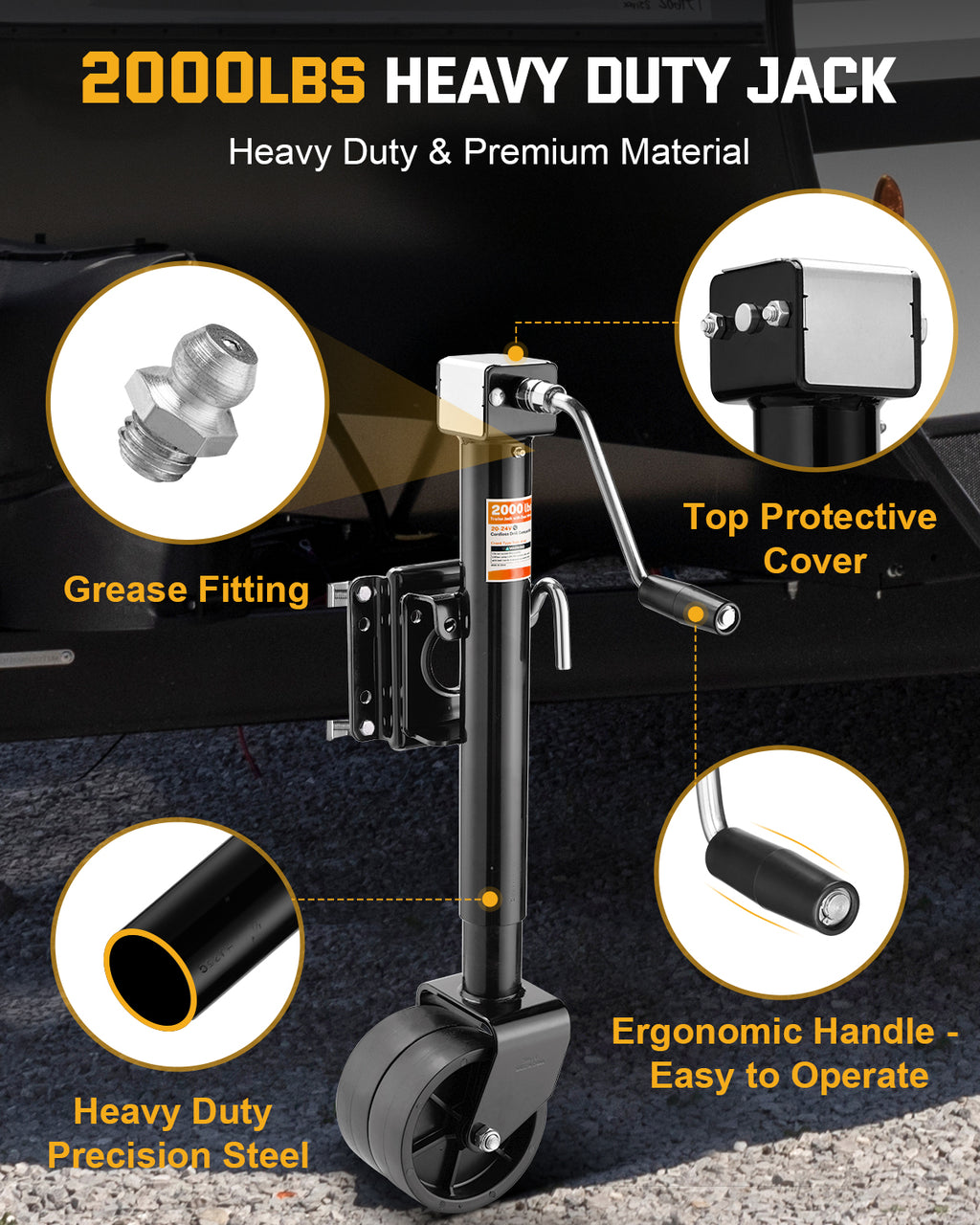 2,000 lbs Trailer Wheel Jack for RV & Boat, Fit 20-24V Cordless Drill