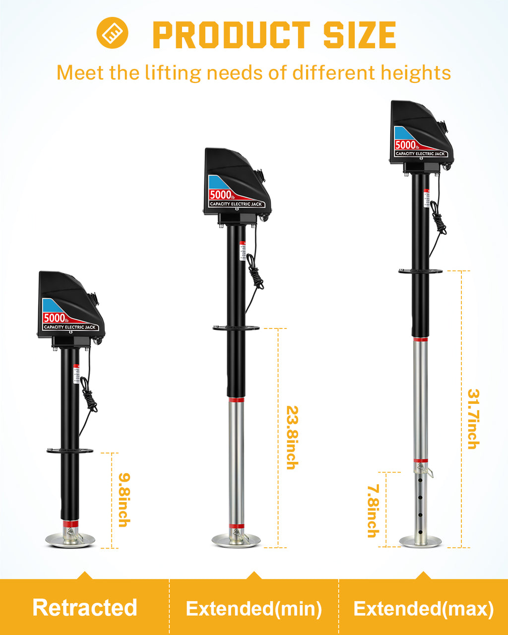 RV Electric Tongue Jack 5000lbs