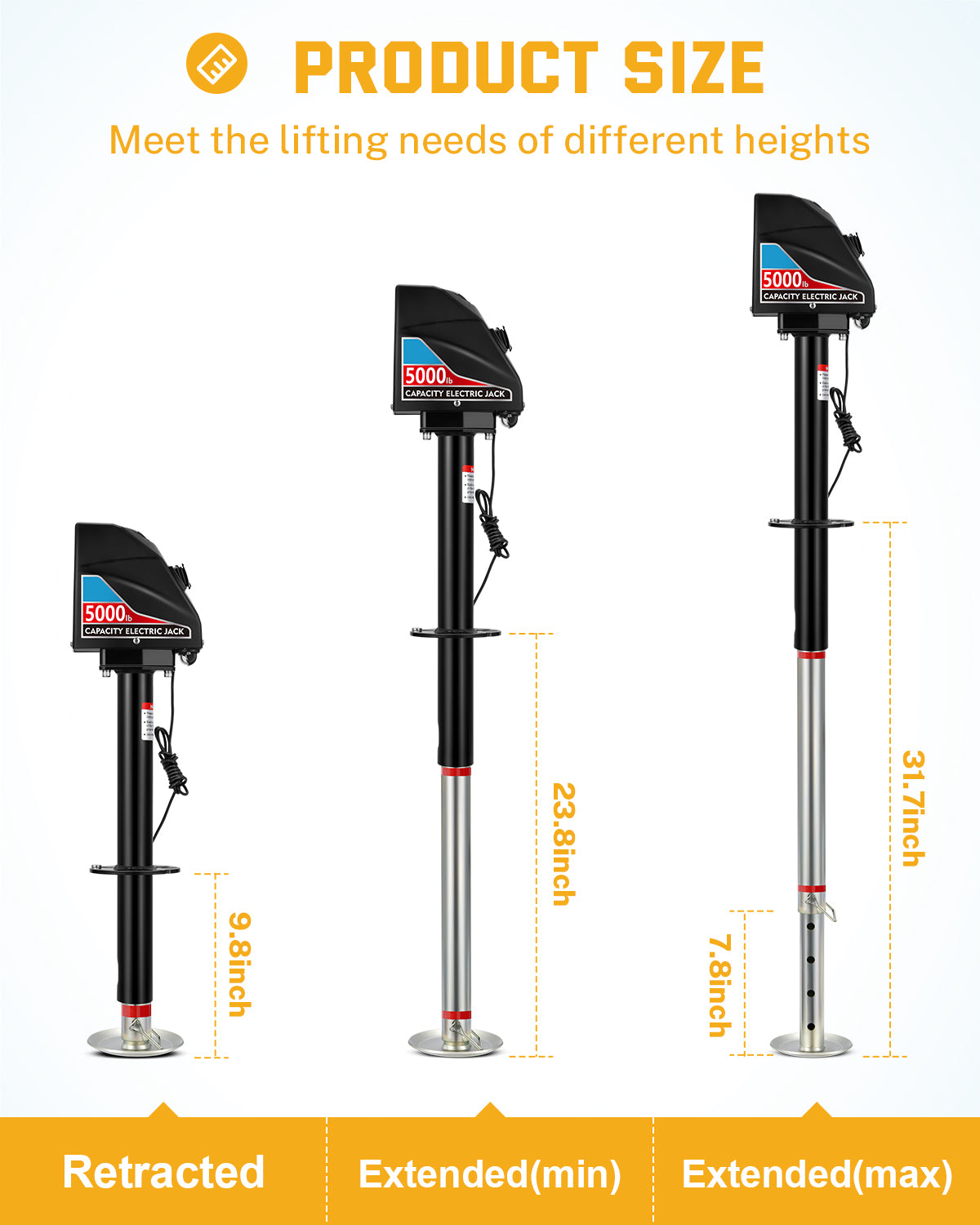 RV Electric Tongue Jack 5000lbs