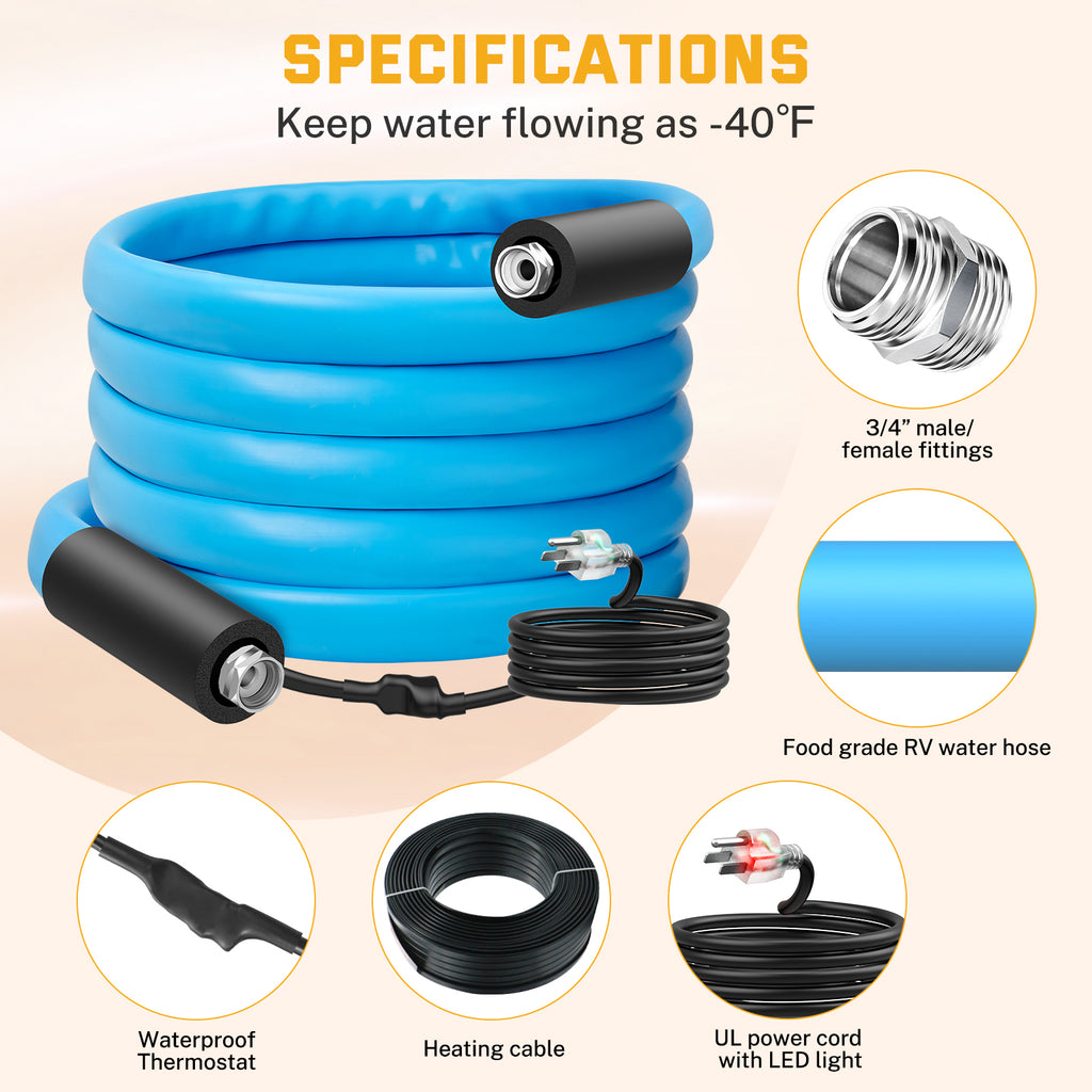 50 ft Heated RV Water Hose