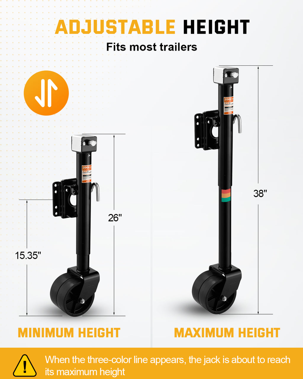 2,000 lbs Trailer Wheel Jack for RV & Boat, Fit 20-24V Cordless Drill
