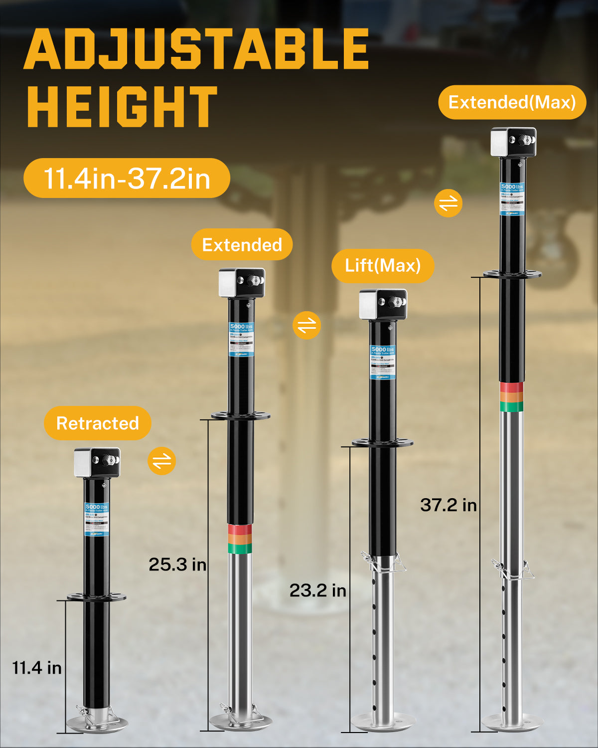 A-Frame Trailer Tongue Jack, 5000 lbs