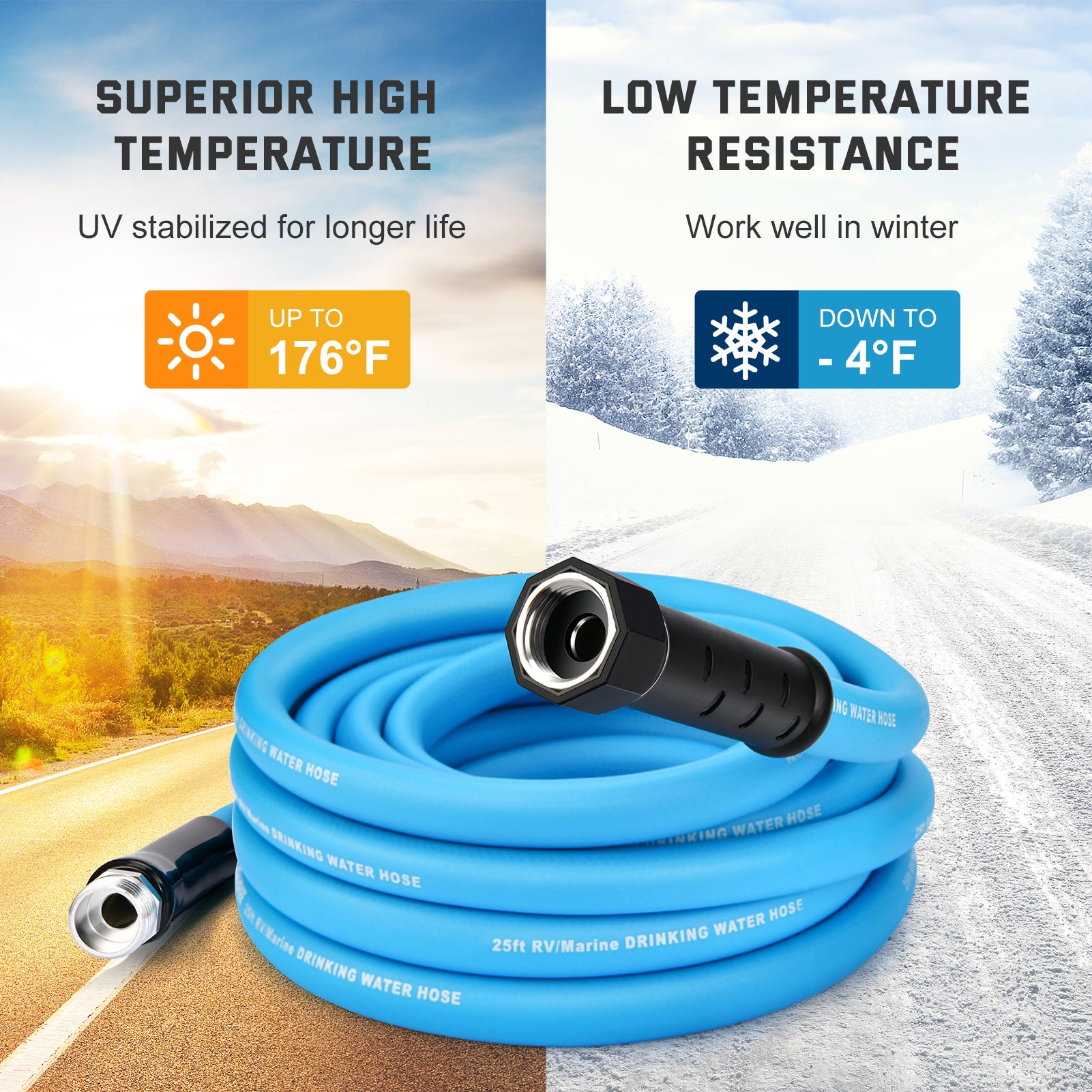 RV Water Hose 25 ft with Storage Bag