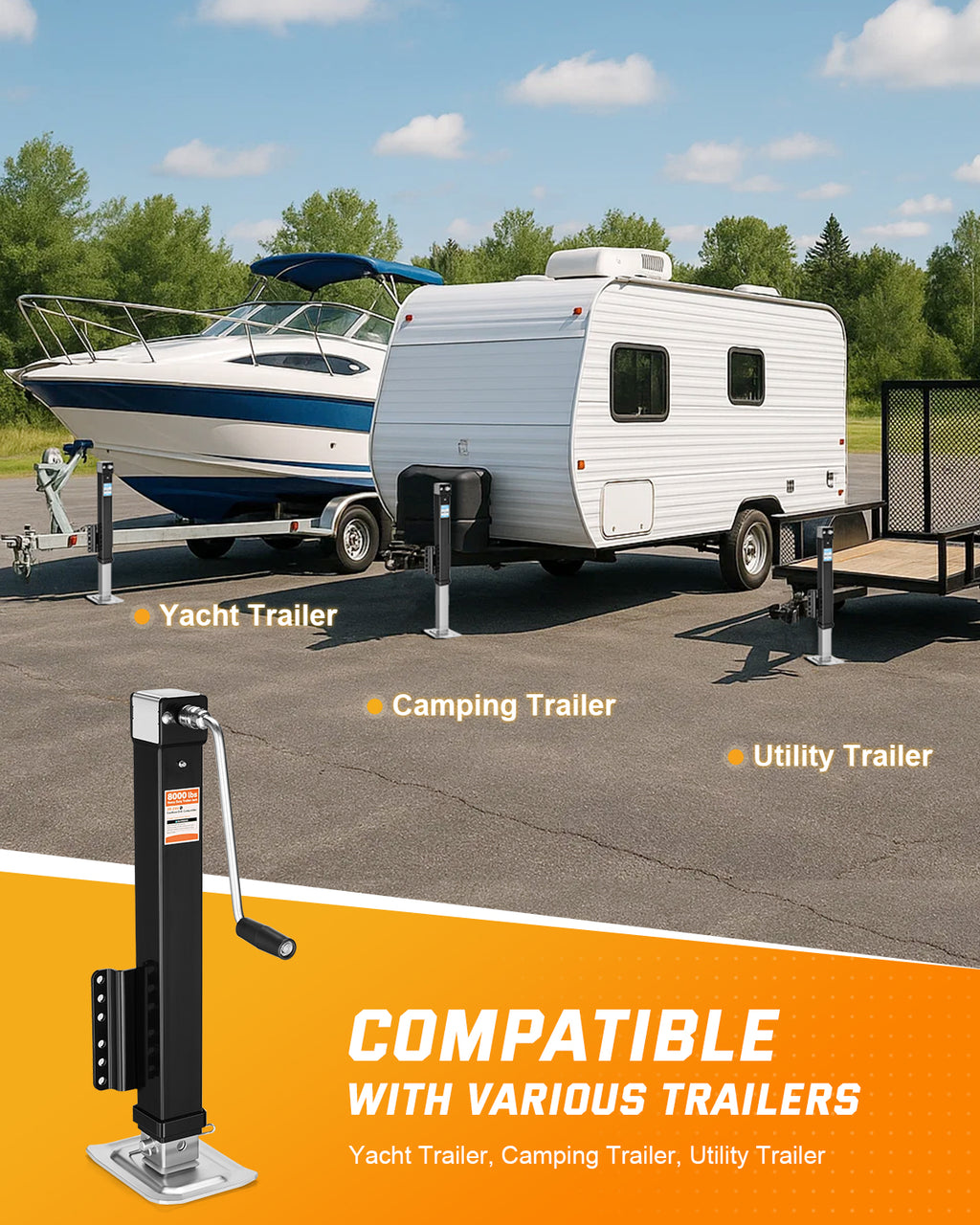 A-Frame Trailer Tongue Jack 8000 lbs