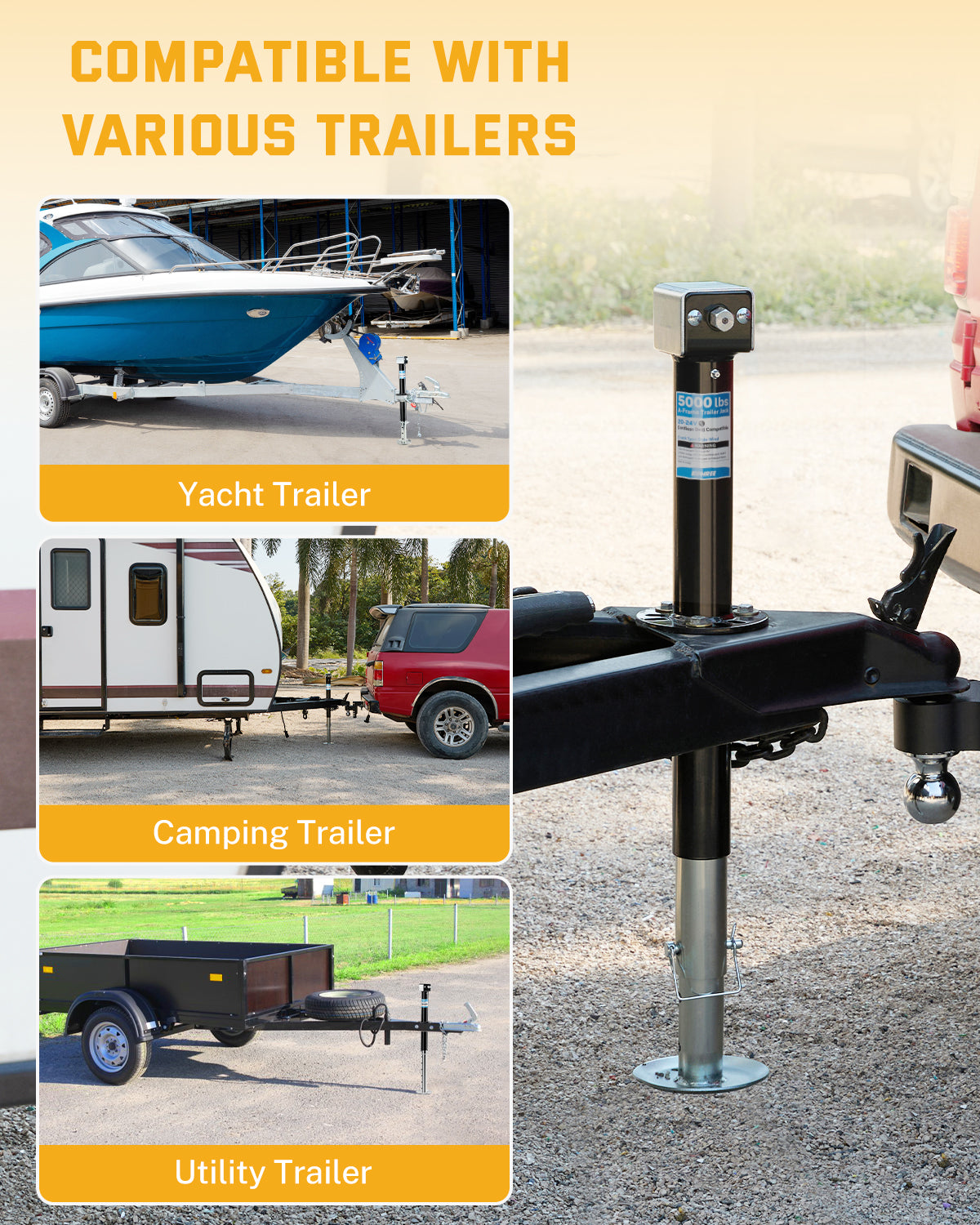 A-Frame Trailer Tongue Jack, 5000 lbs
